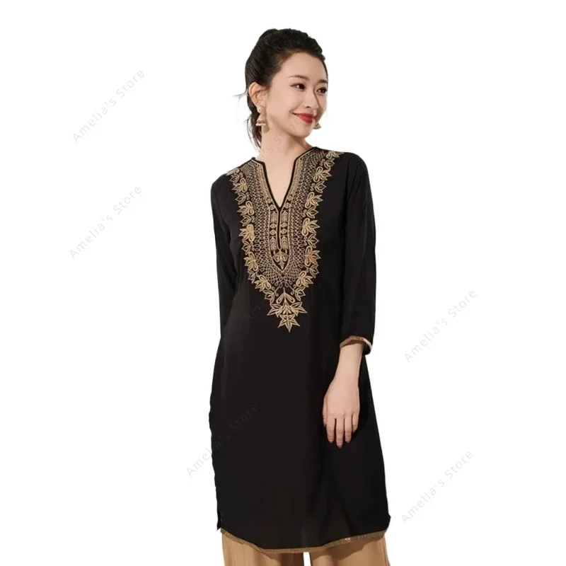 Summer Clothing Pakistan - Kadınlar için Hint Geleneksel İşlemeli Pamuklu