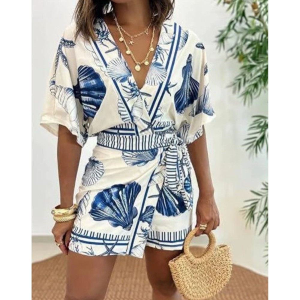 Summer Zara - Moda Baskılı Kısa Kollu kadın V