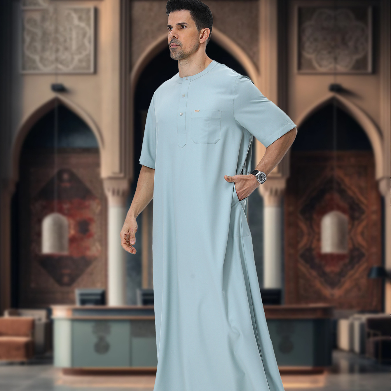Summer Clothing Pakistan - Müslüman Erkek Abayası Kaftan Pakistan Suudi