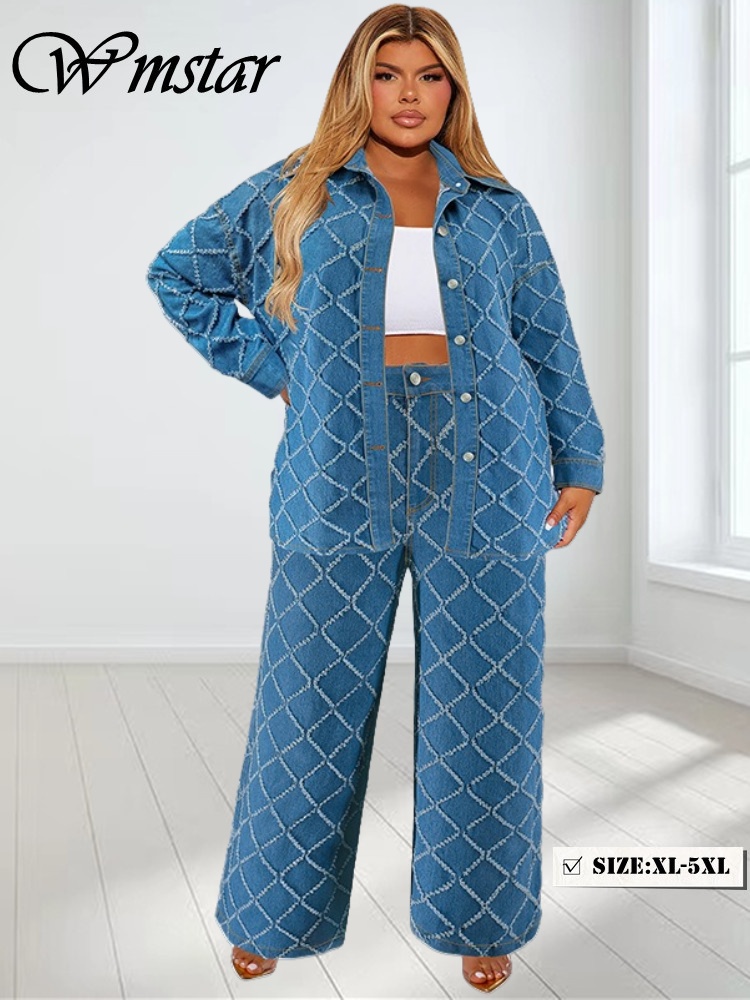Summer Clothing Wholesale - Wmstar Artı Boyutu Denim Iki Parçalı