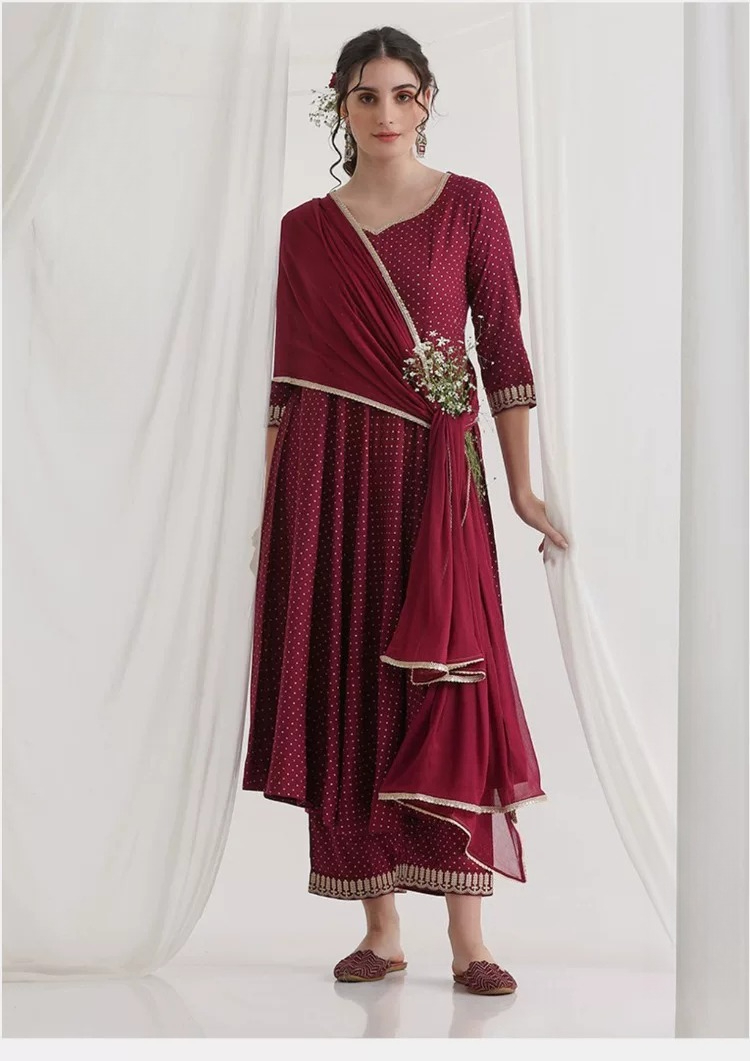 Kadın Bordo Etnik Kurta Takımı - Summer Clothing Pakistan incelemesi ve fiyatı