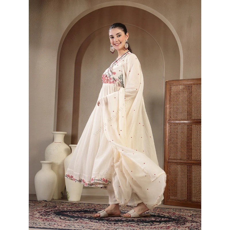 Beyaz Pamuklu Anarkali Kurti T - Summer Clothing Pakistan incelemesi ve fiyatı